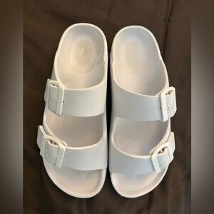 Capelli of New York Women’s Double Buckle White Sandals